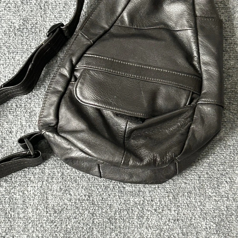Amerileather Bag Chocolate‎ Sling Backpack Leather Crossbody Mens Travel Daypack